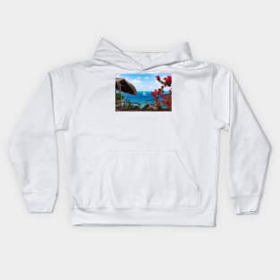 View over the lagoon from a lookout point on Huahine, French Polynesia Kids Hoodie